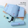 Sky blue automatic three-fold umbrella with tulip floral print and matching sleeve - 306 Automatic / Sky Blue Tulip
