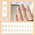 Detail of R575 press-on nails with colorful specks and 24-piece full set display - R575 Colorful Dots