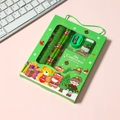 Grünes Weihnachts-Schreibwarenset mit Lineal, Bleistift und Notizblock in Geschenkbox - Grün