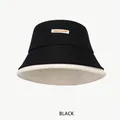 Japanese-style black and beige contrast bucket hat with NEWFASHION label decoration - One Size (54-58CM) / Black