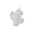 Detailed view of silver cactus pendant with shimmering micro-set gemstone accents - VD1763 Platinum Zirconia Cactus Pendant