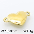 Golden heart-shaped stainless steel double-hole pendant connector 15x9mm 1g - Gold (KLJ4940-Z)