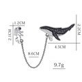 Astronaut and whale chain enamel pin with metallic finish and dimension markings - Astronaut and Whale Chain Brooch (C1506)