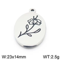 Zilveren roestvrijstalen ovale bloemenhanger 23x14mm voor DIY-sieraden maken - Bloem Stijl (KLJ8066-Z) / Zilver