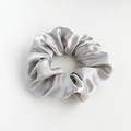Silver grey satin scrunchie hair tie with metallic shine and smooth silk-like texture - Light Grey (Large)