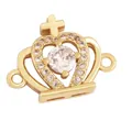 Gold plated copper heart crown jewelry connector with zircon stones for DIY making - M589095-Gold