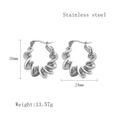 Silver twisted rope hoop earrings in durable stainless steel finish for women - Silver Pair