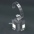 Support montre en acrylique transparent avec support en C et base cubique de 4 cm - Petit (Base 4CM) / Transparent