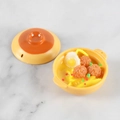 Miniature toy bowl of meatball noodles in a bright yellow pot with lid play food - 4.5cmx2.5cm / Meatball and Egg Noodle