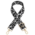 Adjustable leopard print bag strap with high-quality gold metal hardware on white background - Silver Leopard Print