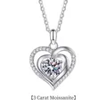925 silver heart necklace with 3 carat moissanite gemstone in interlocking design - 925 Sterling Silver (White Gold Plated) / 3 Carat Moissanite