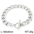 Polished silver cuban link bracelet with toggle clasp in 180x9mm stainless steel - Silver Cuban Link Bracelet (KB203736-Z)