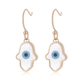 Boucles d'oreilles Main de Fatma en or rose avec Evil Eye bleu et incrustation nacre - Style Or Rose (KE103643-K)