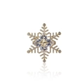 Detailansicht einer goldenen Schneeflocken-Brosche mit funkelnden Zirkonia-Steinen - Goldener achtzackiger Stern Stil (XX0187)