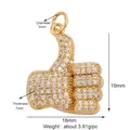 Detailed size chart of a micro-paved gold thumb-up charm with precise dimensions - M599427-gold / Gold