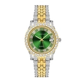 Reloj de cuarzo de lujo con correa bicolor, esfera verde y bisel con diamantes - Bicolor Oro Verde