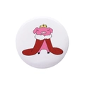 Badge en fer-blanc roi cochon avec couronne dorée et cape rouge sur fond blanc - Roi cochon dessin animé (XZ8126)