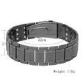 Detail view of men's stainless steel magnetic bracelet with dark grey matte finish - Gun Color (Watch Clasp)