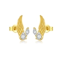 Golden S925 sterling silver wing earrings with pear and marquise-cut zircon stones - Gold-Wings