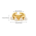 Anello in acciaio inossidabile dorato con perle e misure 18mm sopra e 20mm sotto - Stile Striscia Di Perle Verticale (JZ7114) / Oro