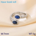 Silver bypass ring with striped texture and blue lapis lazuli stones, size 6 to 9 - US 6 / Silver Blue Gemstone Open Style (KR111584-GC) / Silver