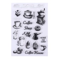 Transparent silicone stamp set with vintage coffee and dessert theme for DIY journals - No.10-Coffee & Dessert