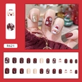 Christmas press-on nail kit R621 with snowflake patterns and Santa Claus art on red base - R621 Sparkling Christmas Style (With Glue)