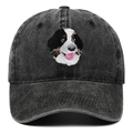 Cappellino da baseball grigio scuro lavato con ricamo Bovaro del Bernese per protezione solare - Nero