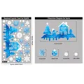 Blue watercolor Christmas window stickers set with tree, snowman and size details - BQ406 Snow House