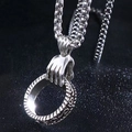 Collana hip hop in argento con ciondolo a mano di scheletro e anello strutturato da uomo - Argento