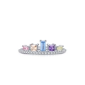 S925 Sterling Silver Crown Ring with Colorful Zircon Stones and Pave Setting Diamonds - US 5 / JZ2066-5 Ring