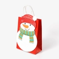 Bolsa de regalo de Navidad roja con diseño de muñeco de nieve y asa blanca - 16*8*21cm / Rojo Con Muñeco de Nieve