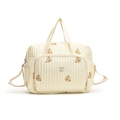 Bolso cambiador acolchado crema con bordado de ositos y correa ajustable al hombro - Oso Grande 34*26*10