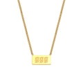 Collar de acero inoxidable dorado con colgante rectangular y número gótico 999 grabado - Collar Con El Número De Ángel 999