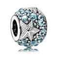 Oxidized silver starfish bead with deep blue translucent stones for charm bracelets - Ocean Theme Starfish Blue Rhinestone Style (15)