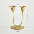 Nordic U-shaped matte gold metal candle holder with two heads and round base stand - U-shaped 2-head Tall Flat Top / Gold