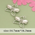 Silver flower pendant DIY jewelry accessory in 14.7mm x 16.3mm size for necklaces - Hollow Flower Pendant / Silver