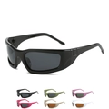 Y2K cyber sport sunglasses in black with multiple frame color options shown below - Black Frame Black Grey Lens