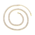 Gold-plated 3-5mm tennis necklace with square cubic zirconia and lobster clasp - 5mm Gold/White Zircon/40cm