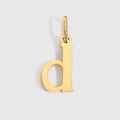 Polished gold-plated lowercase d initial pendant accessory with small hanging ring - Lowercase d - 14K Gold