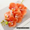 Vibrant orange artificial phalaenopsis orchid with five blooms and green buds - 5 Heads/Single Branch / Orange