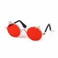 Rose gold cat-ear pet sunglasses with vibrant round red lenses and metal frames - Cat Ear Style Red