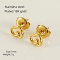 Golden 18K plated stainless steel heart stud earrings with filigree pattern, 7mm size - Lucky Cloud Shape (ZXG619)