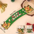 10-piece green Merry Christmas cup sleeves with reindeer pattern, size 32x7.1cm - 10 Pieces / Cup Sleeve Jumping Deer Green