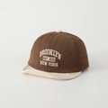 Close-up of Brooklyn New York embroidery on a brown toddler soft brim baseball cap - 50cm (1-3 Years) / BROOKLYN - Coffee