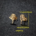Minimalist golden rose flower stud earrings for women on a professional black textured background - Rose Shape (082 Gold)