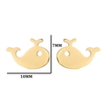Gold whale stud earrings in polished stainless steel measuring 10mm by 7mm - 275 Whale / Gold