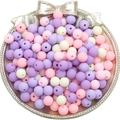 Mix of 8mm pink, purple, and white matte acrylic round beads for DIY jewelry making - 8mm 30Pcs/Pack / Purple Series