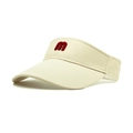Dettaglio visiera parasole beige con ricamo lettera m rossa e trama in tessuto di cotone - M(56-58cm) / Beige
