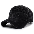 Verwaschene schwarze Baseballkappe im Distressed-Look mit SONGTE 1978 Stickerei und Fransen - Verstellbar / Schwarz